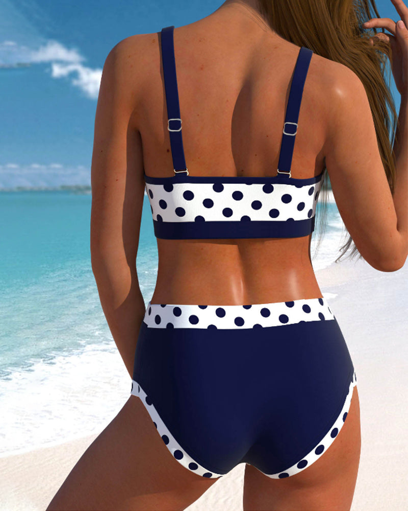 Lisbet - Bikini patchwork alta vita con pois
