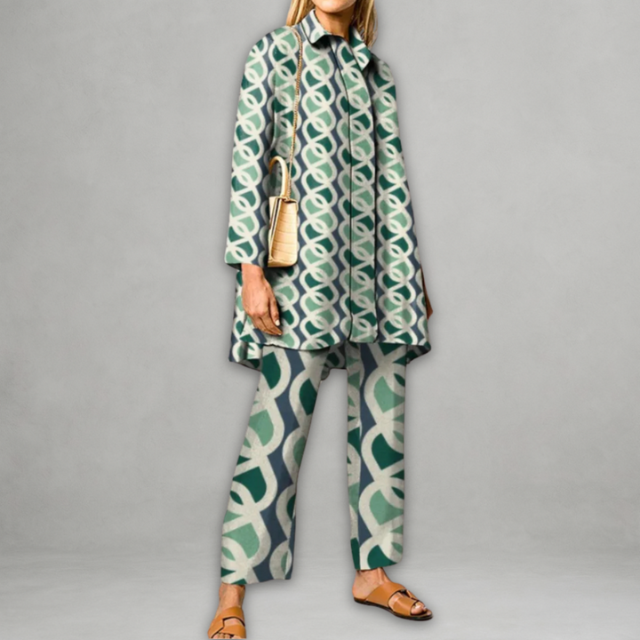 Alianna™ | Completo Elegante a Due Pezzi con Stampa Vintage