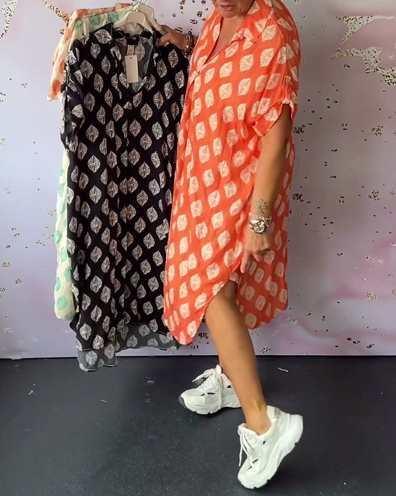 Selia™ | Abito Estivo Ampio con Collo Revers e Maniche Corte