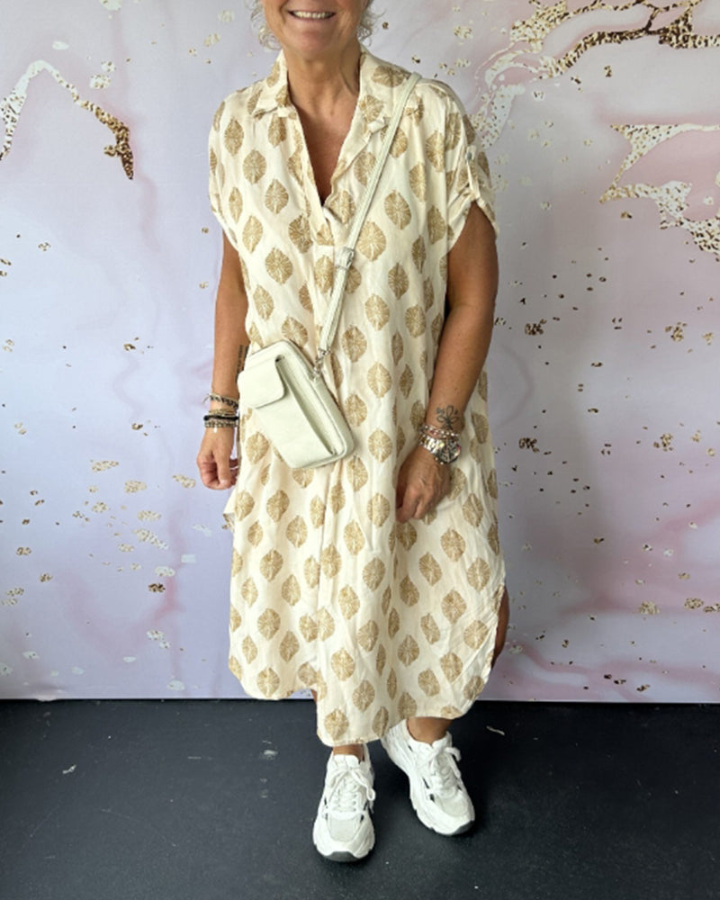 Selia™ | Abito Estivo Ampio con Collo Revers e Maniche Corte