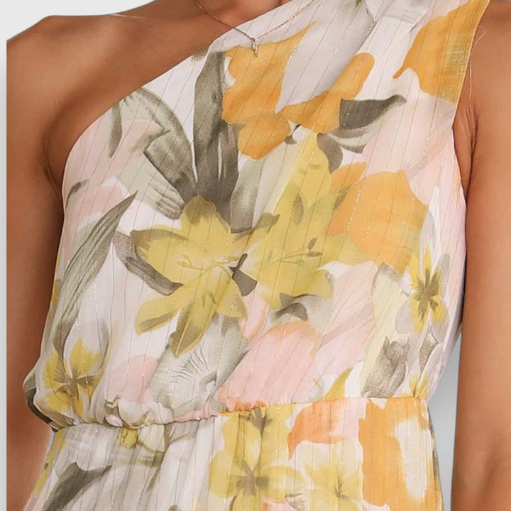 Usha™ | Abito Off-Shoulder Incantevole con Stampa Floreale