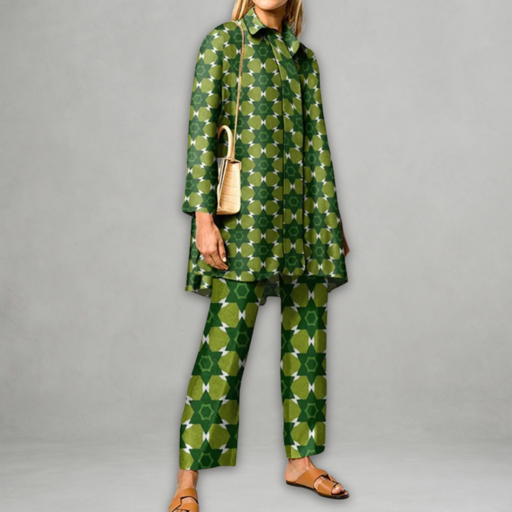 Alianna™ | Completo Elegante a Due Pezzi con Stampa Vintage