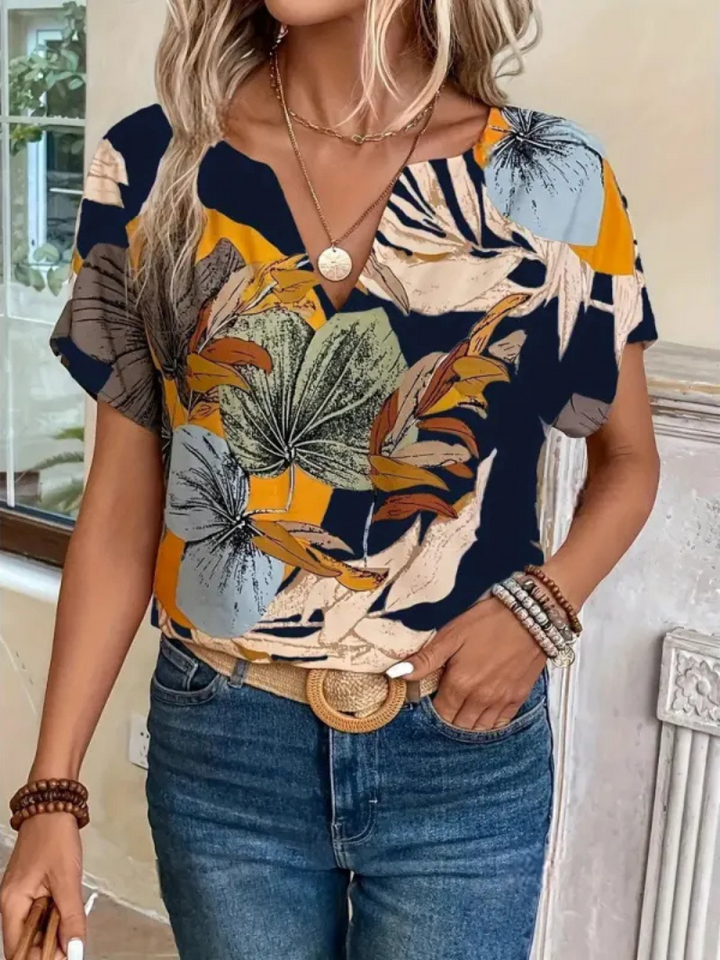 Elia™ | Blusa Bottoni Fiori Eleganza