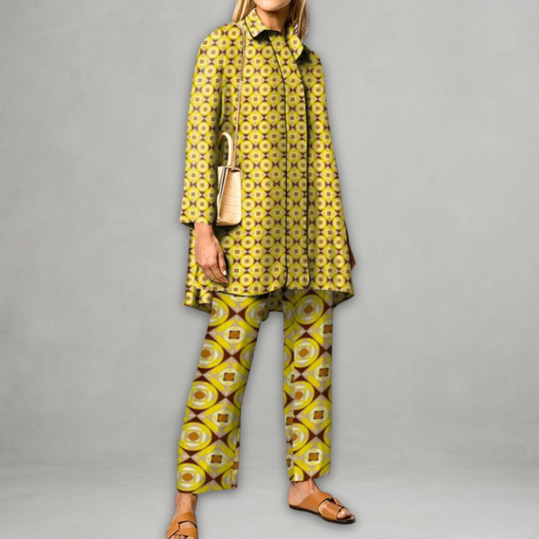 Alianna™ | Completo Elegante a Due Pezzi con Stampa Vintage