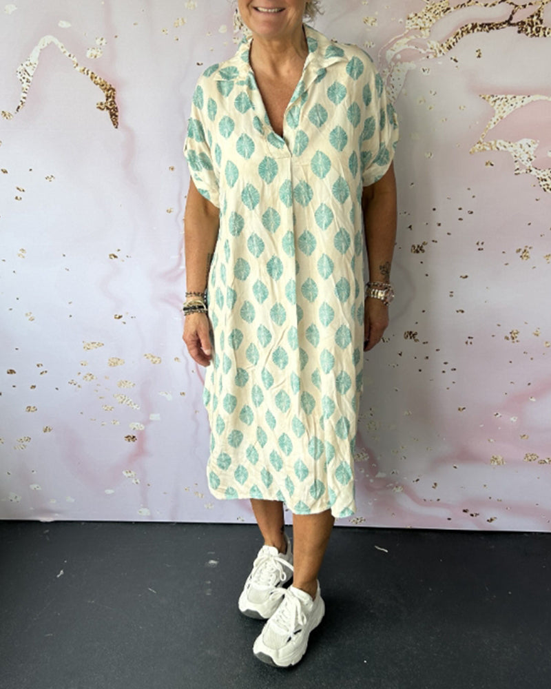 Selia™ | Abito Estivo Ampio con Collo Revers e Maniche Corte