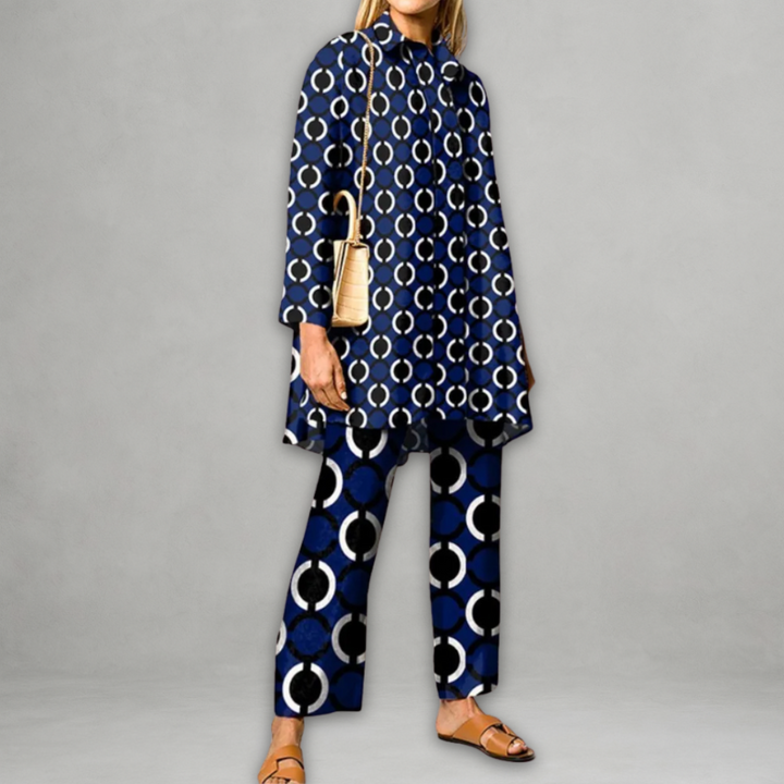 Alianna™ | Completo Elegante a Due Pezzi con Stampa Vintage