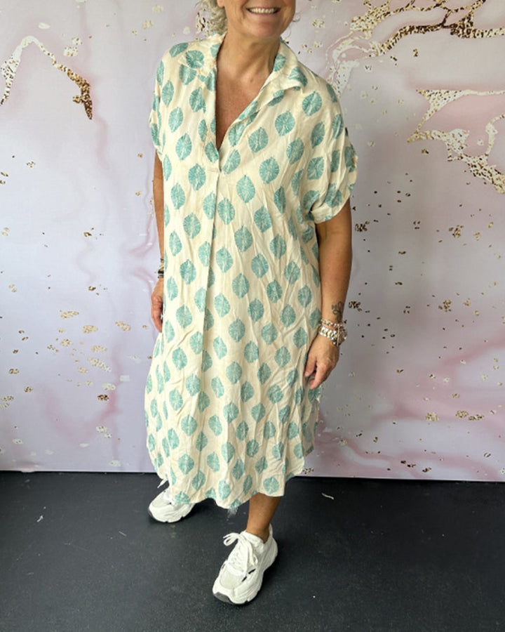 Selia™ | Abito Estivo Ampio con Collo Revers e Maniche Corte