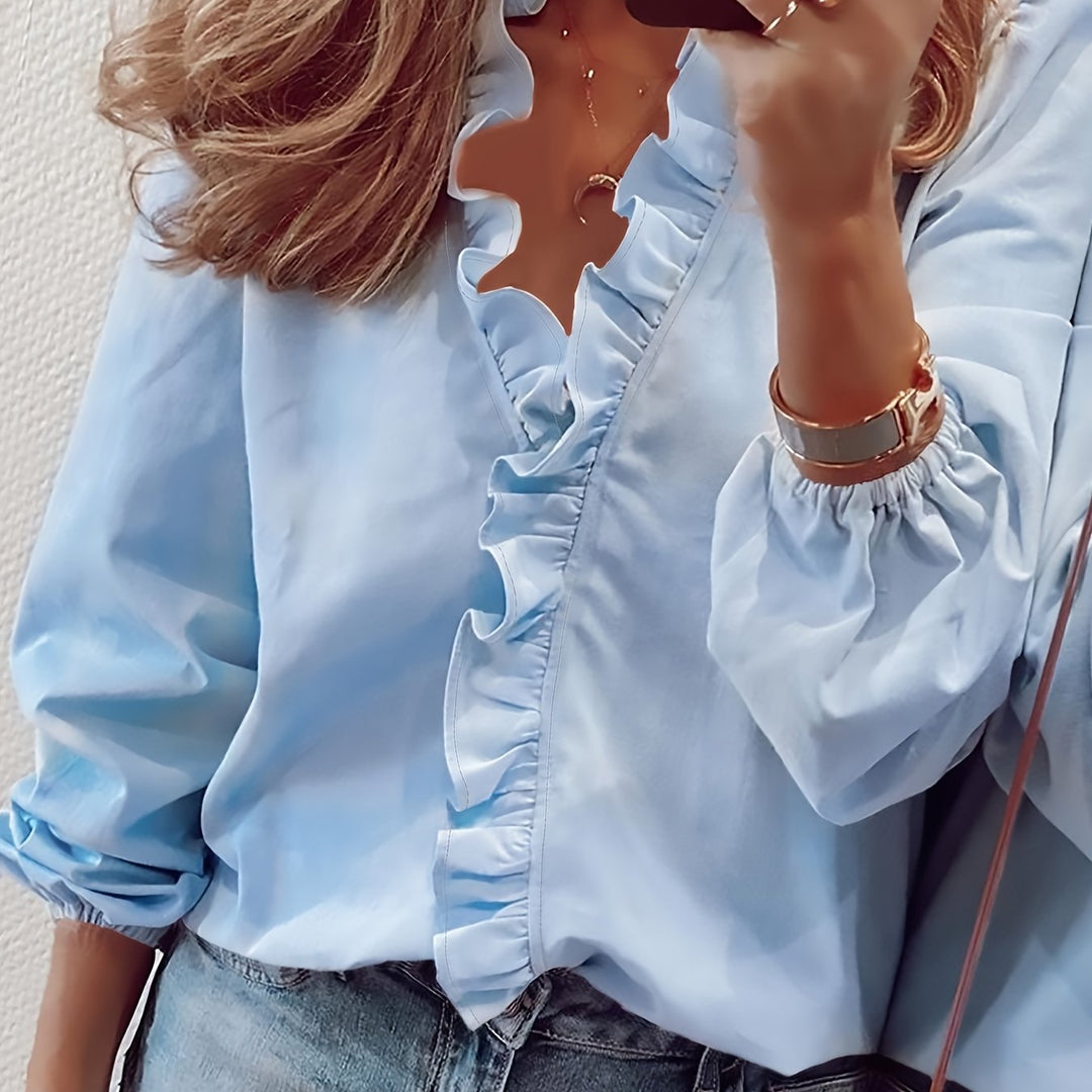 Daphne™ | Blusa con Volant e Scollatura a V