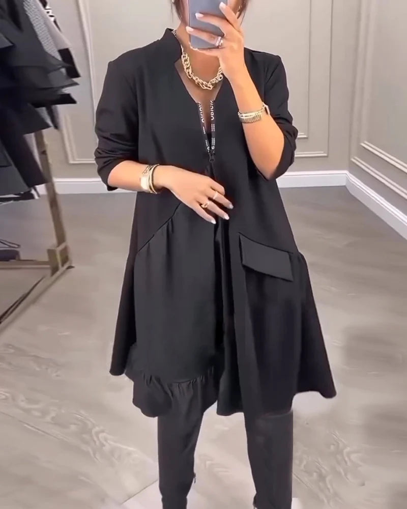 Zenfira™ | Abito Elegante con Scollatura a V e Spirito Artistico