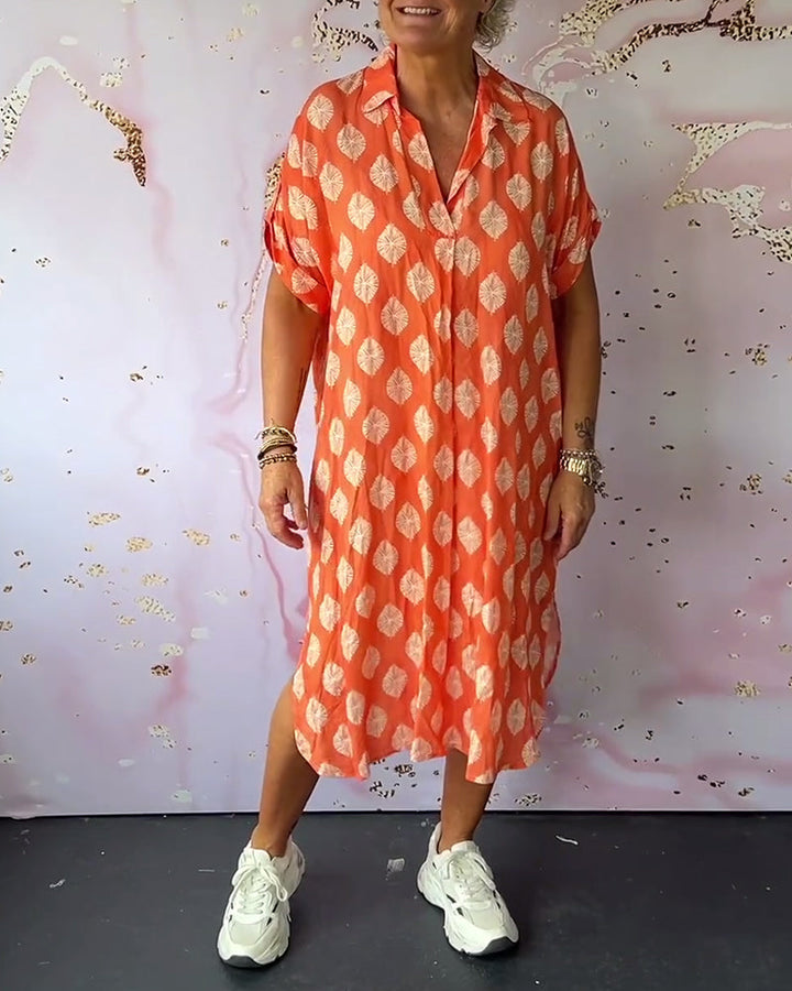 Selia™ | Abito Estivo Ampio con Collo Revers e Maniche Corte