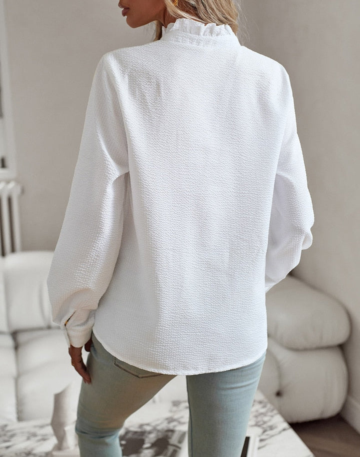 Quorion™ | Elegante Blusa a Maniche Lunghe con Volant