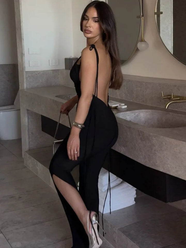 Tazu™ | Jumpsuit Glamour senza Maniche e con Schiena Scoperta