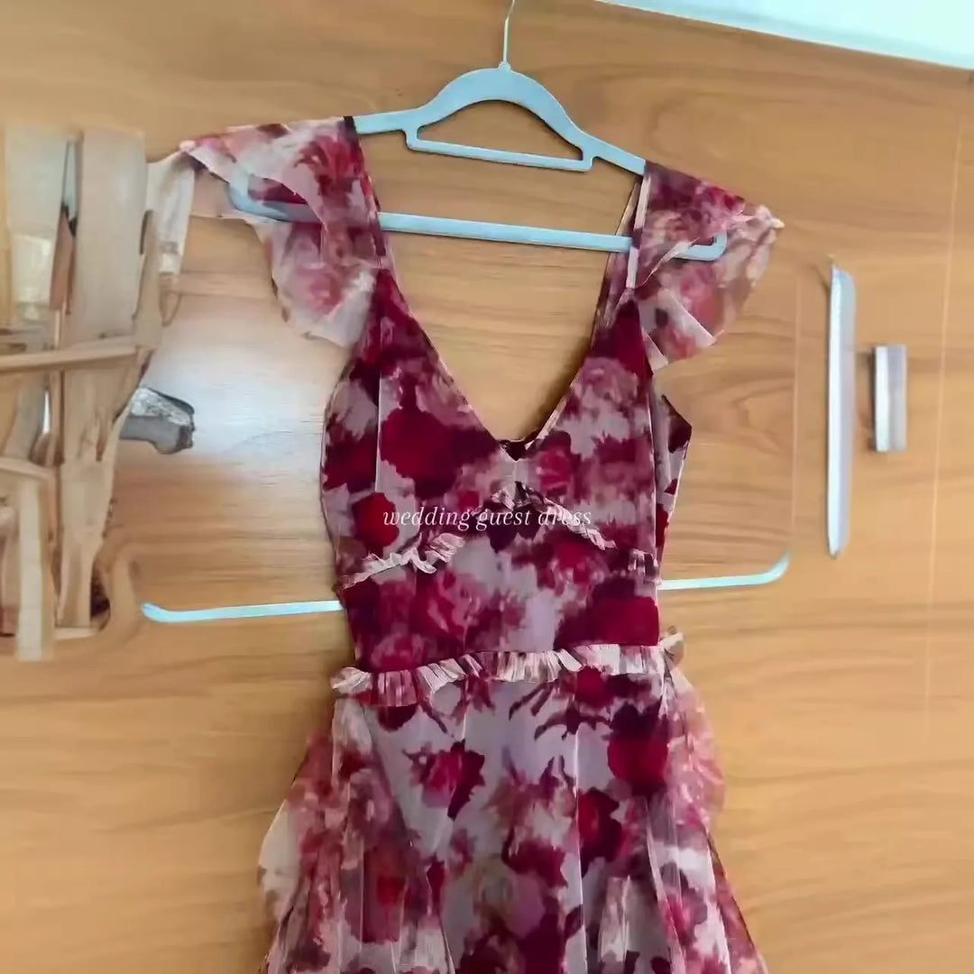 Aleey™ | Abito Elegante con Volant Floreali