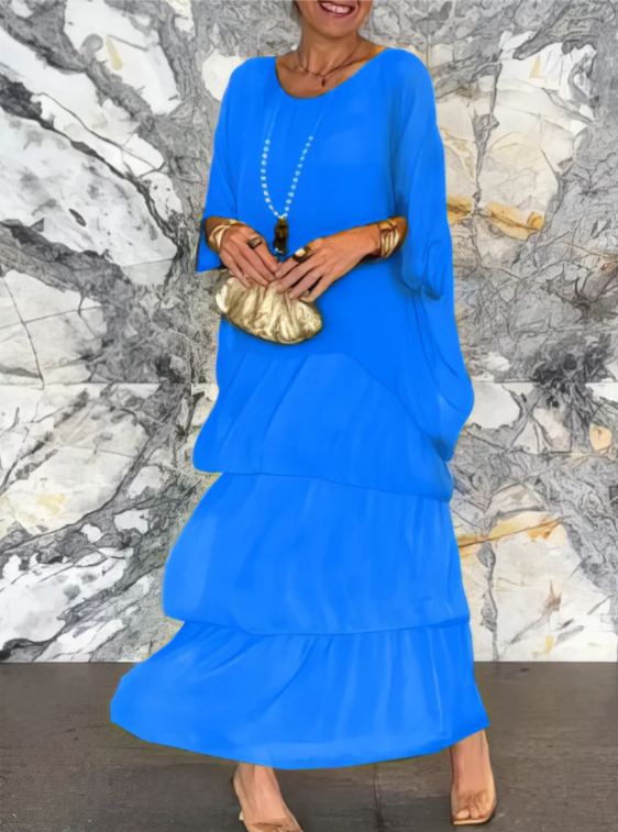 Solmora™ | Maxi Abito con Collo Rotondo Ampio