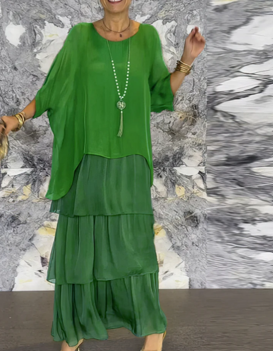 Solmora™ | Maxi Abito con Collo Rotondo Ampio