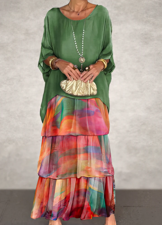 Solmora™ | Maxi Abito con Collo Rotondo Ampio