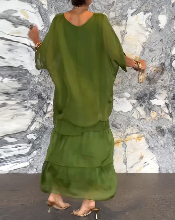 Solmora™ | Maxi Abito con Collo Rotondo Ampio