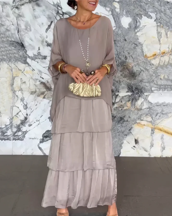 Solmora™ | Maxi Abito con Collo Rotondo Ampio