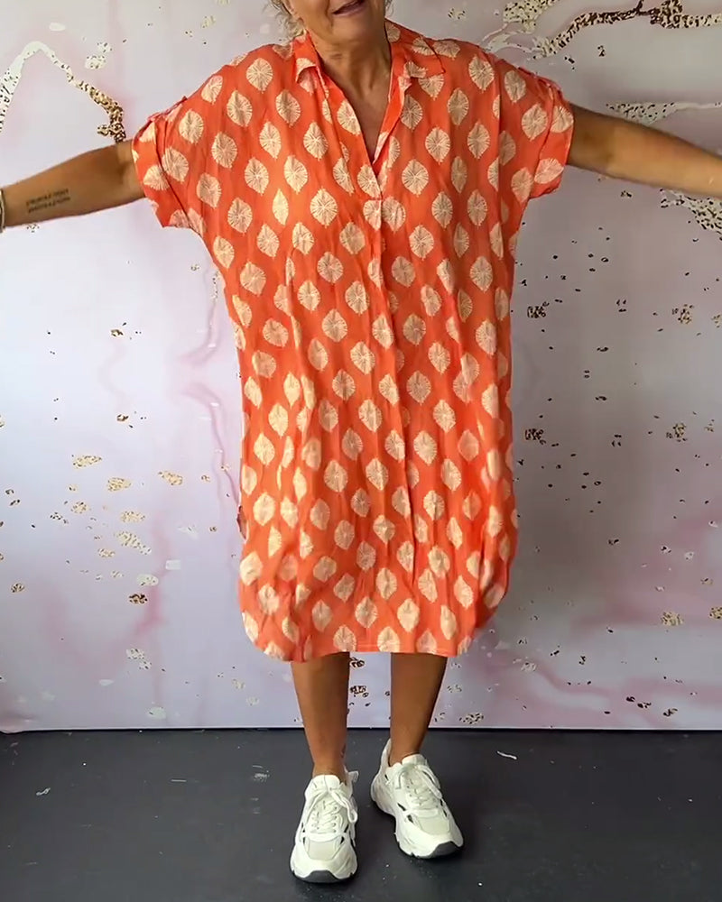 Selia™ | Abito Estivo Ampio con Collo Revers e Maniche Corte