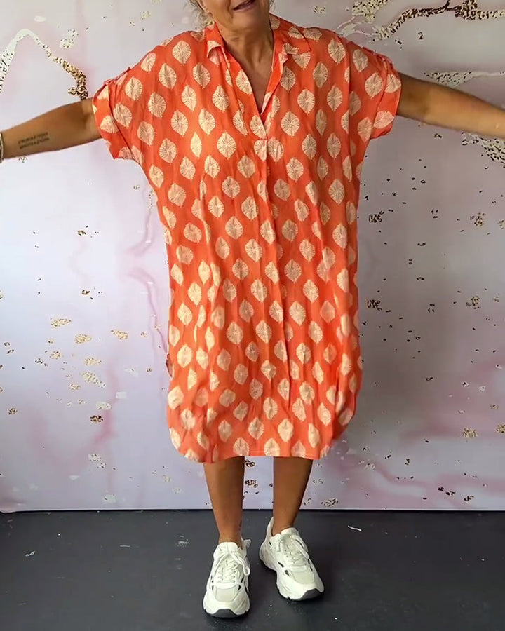 Selia™ | Abito Estivo Ampio con Collo Revers e Maniche Corte