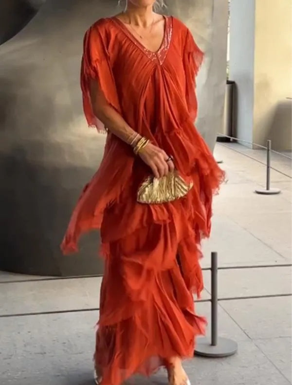 Elora™ | Elegante Abito Lungo con Motivo Floreale