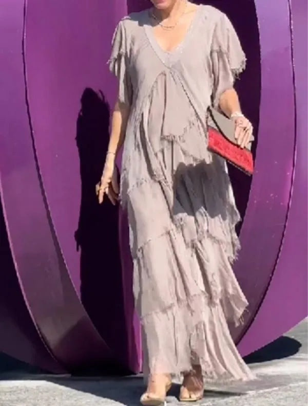 Elora™ | Elegante Abito Lungo con Motivo Floreale