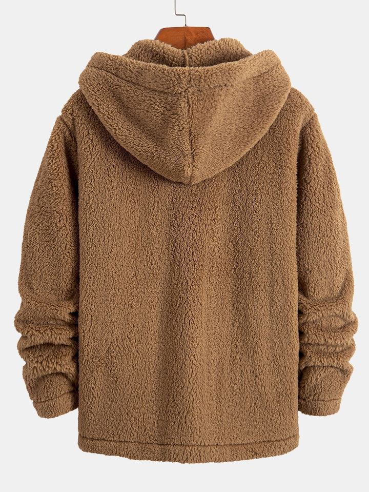 Ravo™ | Accogliente giacca in teddy-fleece con cappuccio e chiusura a bottoni