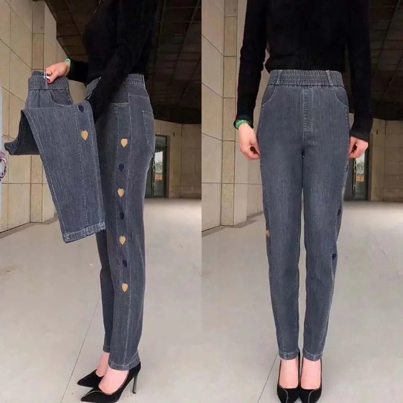 Bente™ | Jeans Elasticizzati Donna con Ricamo a Cuore Elegante